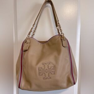 Tory Burch Bedrock Striped Tan Harper Tote - Rare